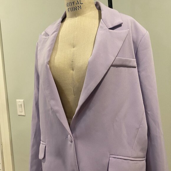 Nasty Gal Collection Shoulder Pad Tailored Longline Blazer in Lavender - Med - Picture 6 of 6
